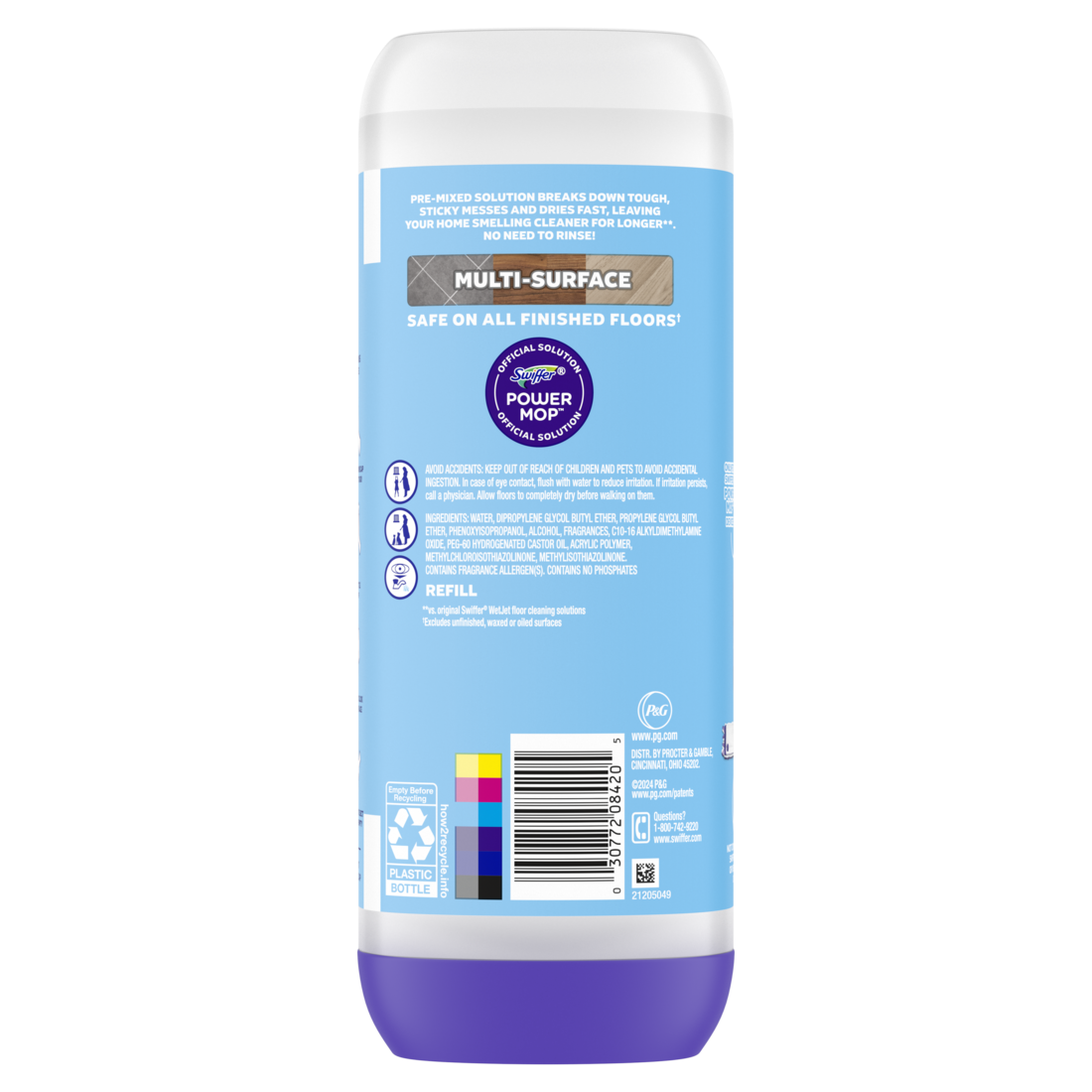 Swiffer Power Mop Refill Solution Floor Cleaner For Mopping Tile Vinyl Laminate Wood In Home Bathroom Kitchen All Purpose Multi-Surface Solution For Floor Cleaning Fresh Scent - 25.3oz/6pk