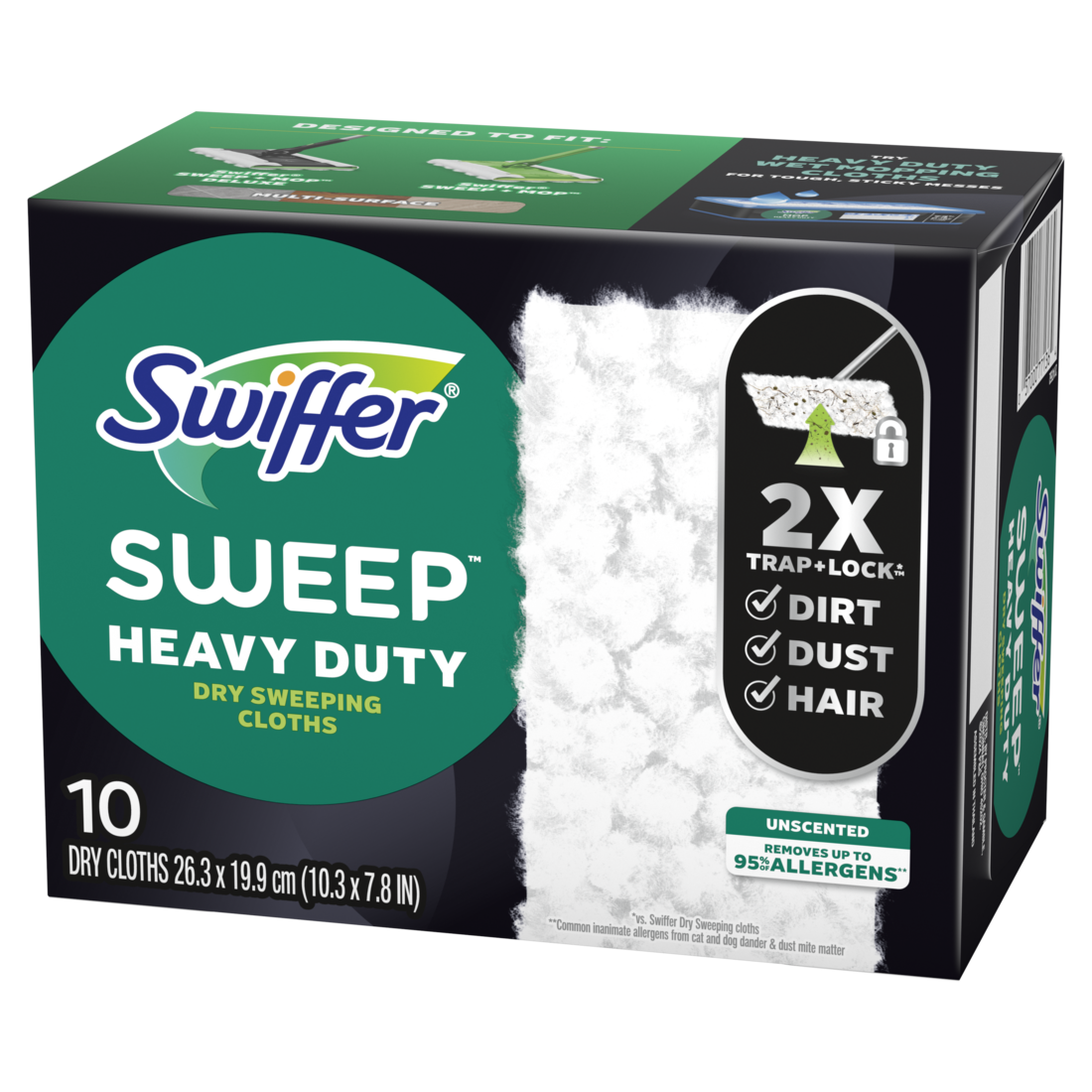 Swiffer Sweep + Mop Dry Pads Refill Floor Cleaner Cleaning Cloths Heavy Duty Unscented - 10ct/4pk