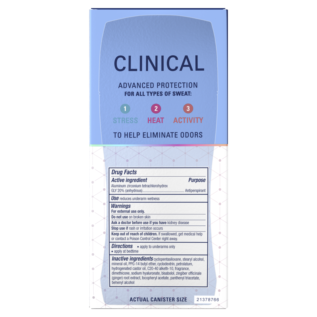 Secret Clinical Antiperspirant Deodorant For Women 100Hr Sweat & Odor Protection Hyaluronic Acid Invisible Solid Completely Clean - 2.6oz/12pk