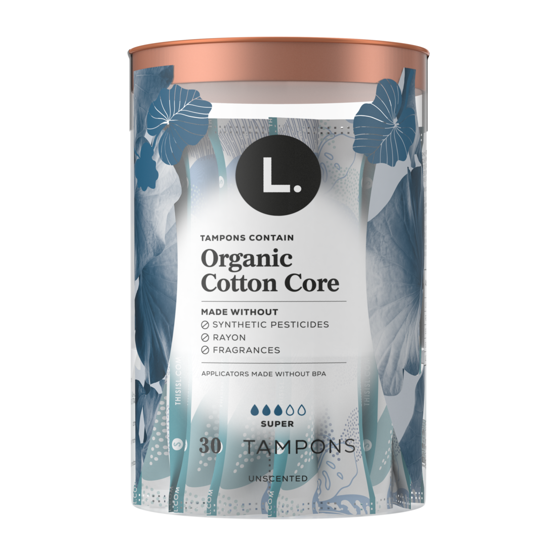 L. Tampons Made With Organic Cotton Super Absorbency - 30ct/8pk