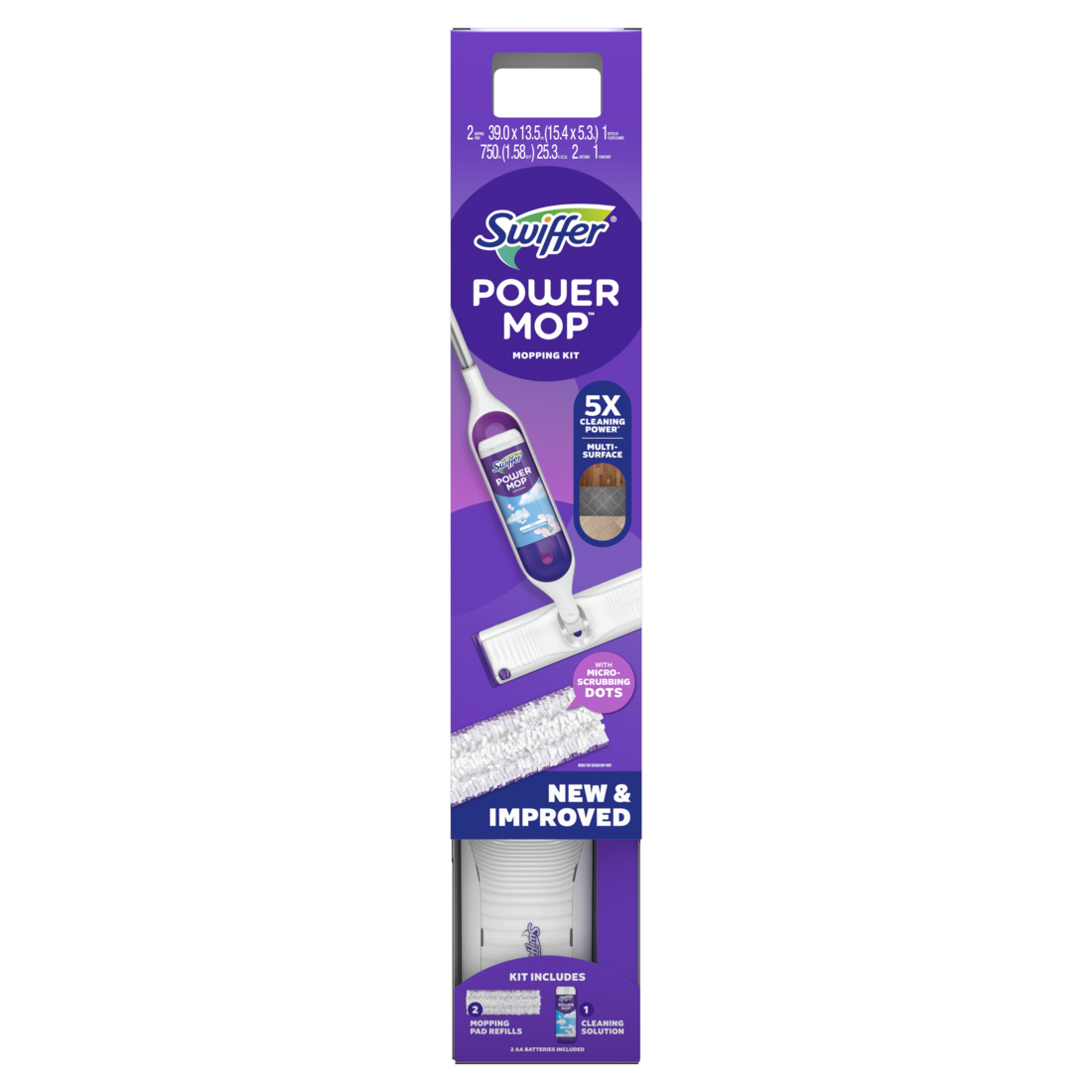 Swiffer Powermop Multi-Surface Mop Kit For Floor Cleaning Fresh Scent Mopping Kit Includes Powermop 2 Mopping Pad Refills 1 Floor Cleaning Solution With Fresh Scent And 2 Batteries - 1kit/2pk