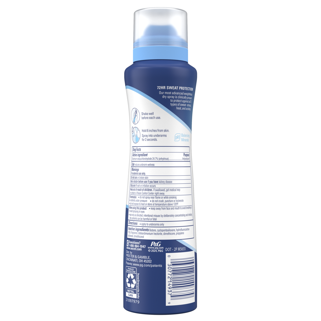Secret Clinical Strength Dry Spray Antiperspirant & Deodorant For Women Completley Clean Scent - 3.8oz/12pk