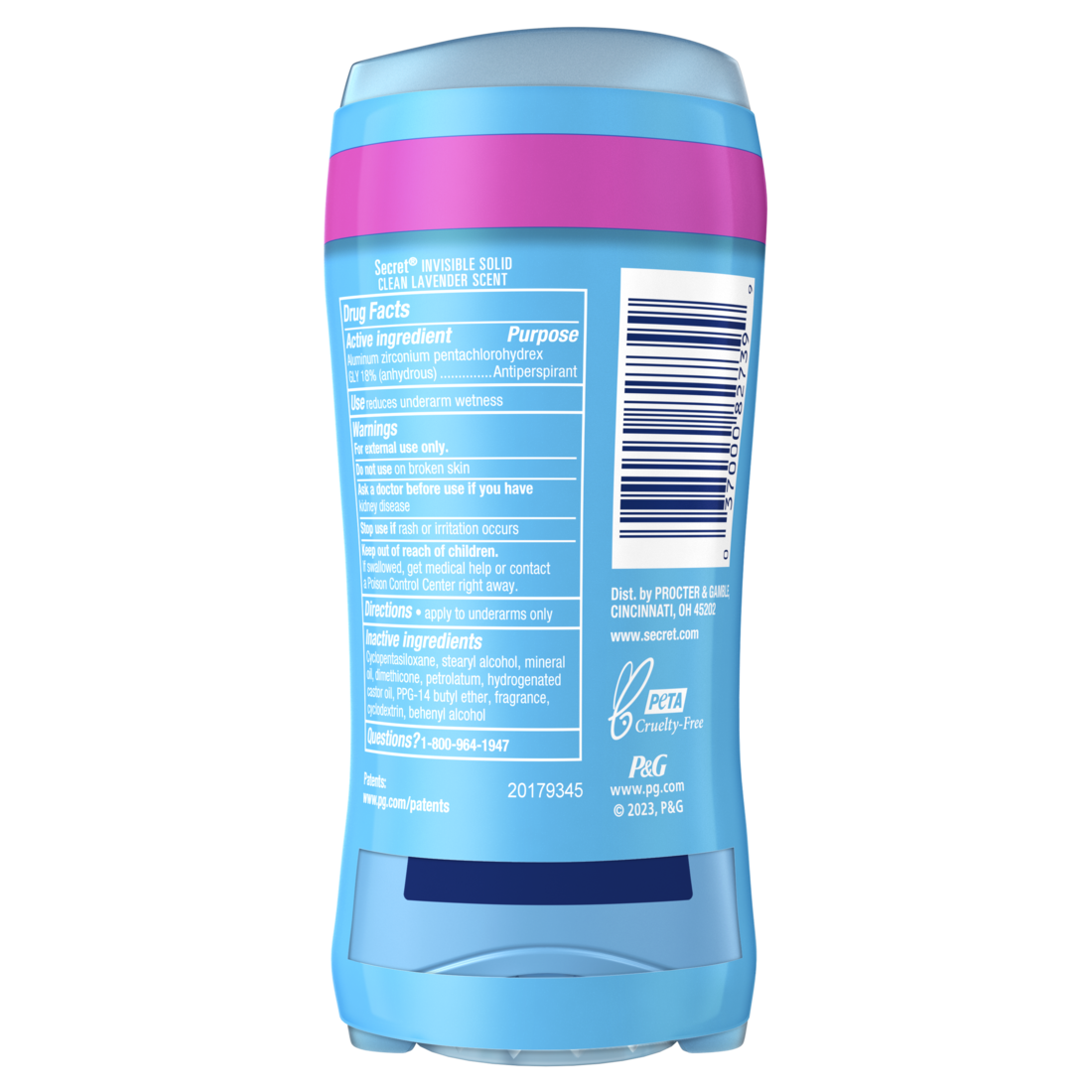 Secret Invisible Solid Antiperspirant And Deodorant Clean Lavender Twin Pack - (2x2.6)oz/6pk