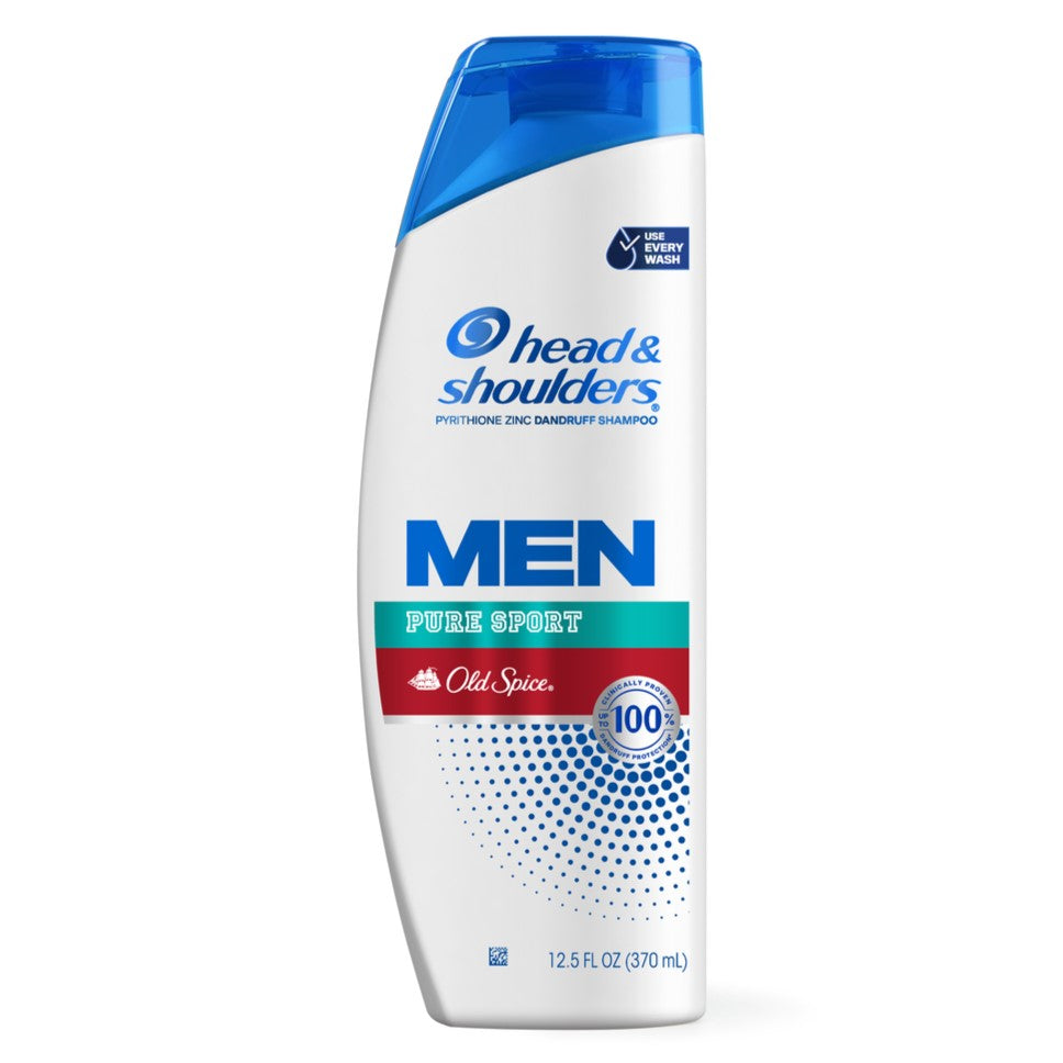 Head And Shoulders Mens Dandruff Shampoo Anti-Dandruff Treatment Old Spice Pure Sport For Daily Use Paraben Free - 12.5oz/6pk