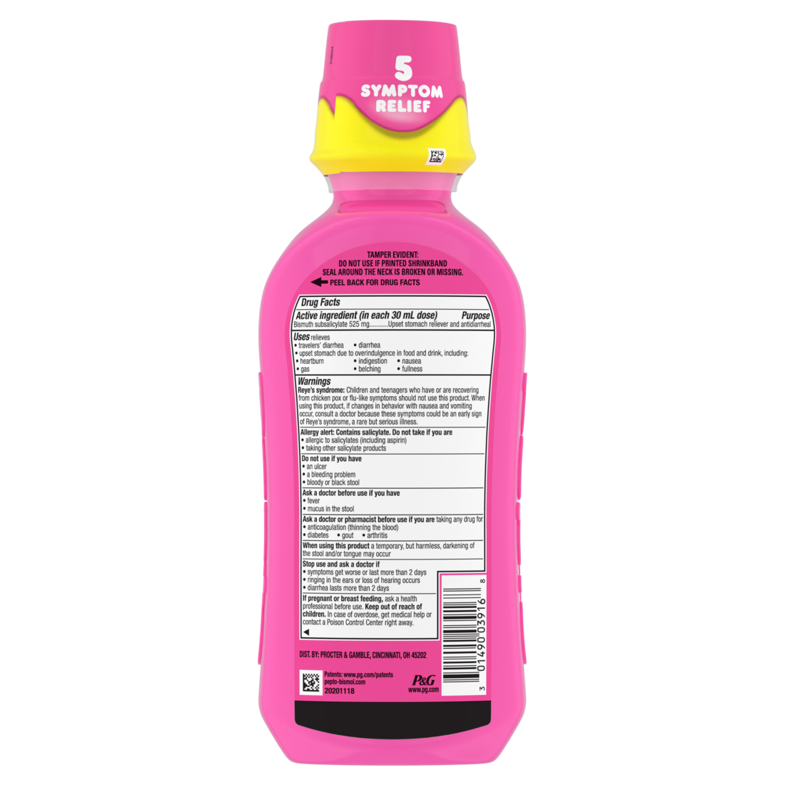 Pepto Bismol Liquid Upset Stomach Relief Nausea Relief Heartburn Relief Indigestion Relief Anti Diarrhea Medication For Adults - 5 Symptom Fast Relief (Packaging May Vary) - 16oz/12pk