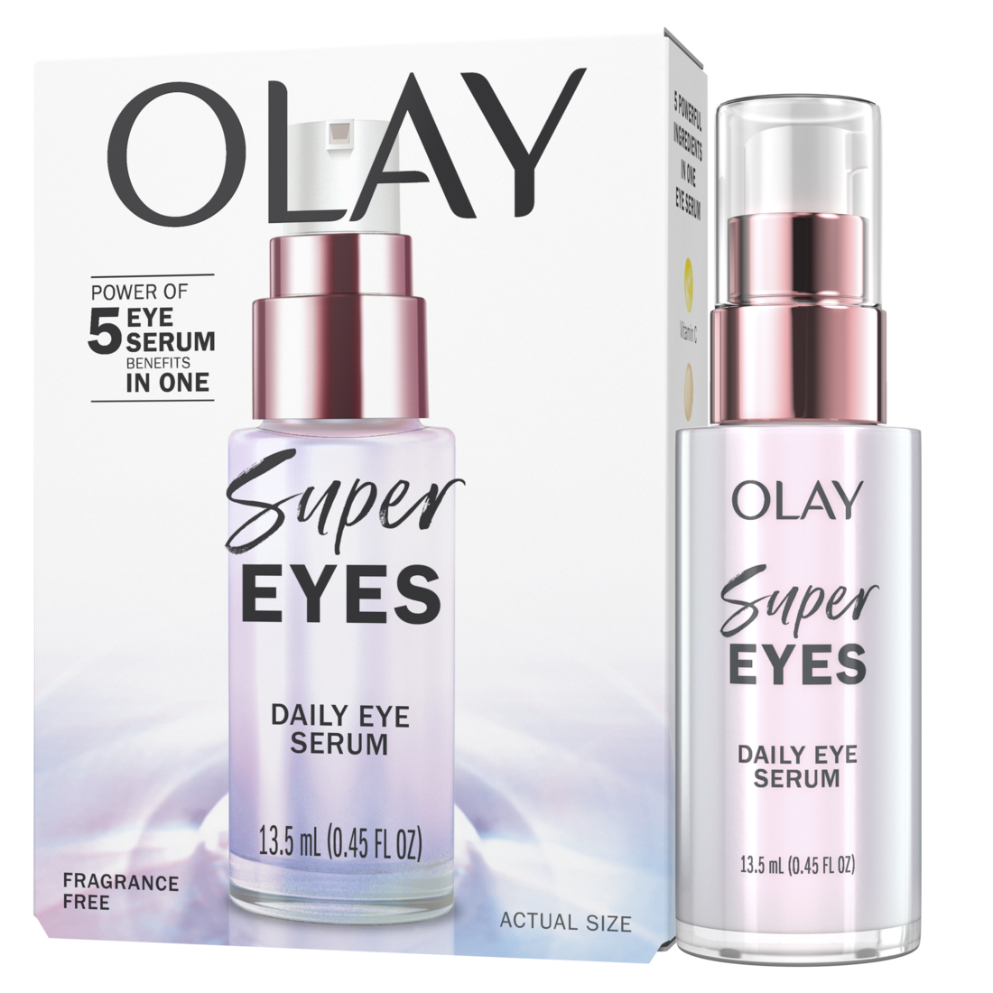 Olay Super Eye Serum - Vitamin C Caffeine Niacinamide Amino Peptide Aloe Vera - Brightens Dark Circles Anti-Wrinkle Anti-Aging Brightening Smooths Fine Lines Firming Hydrating - 0.45oz/3pk