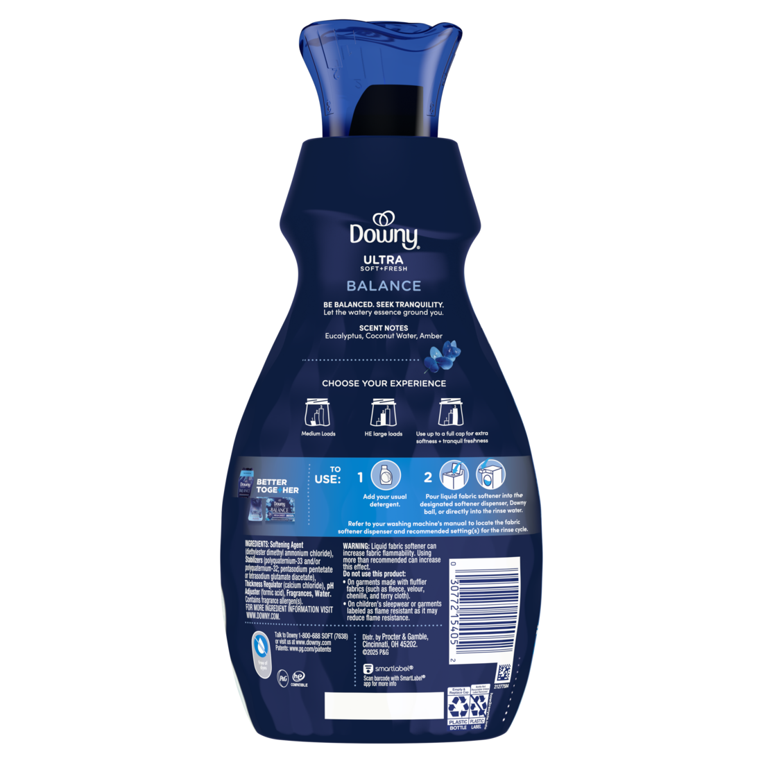 Downy Ultra Soft Plus Fresh Fabric Softener Liquid Balance Crisp Rain & Blue Eucalyptus 39 Loads Downy Fabric Softener Laundry Softener - 26oz/4pk