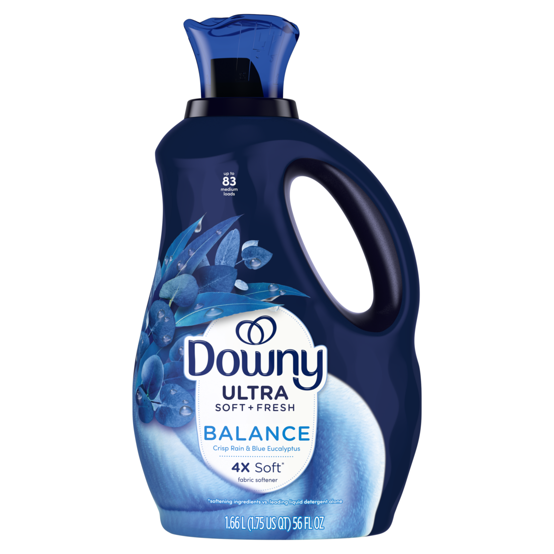Downy Ultra Soft Plus Fresh Fabric Softener Liquid Balance Crisp Rain & Blue Eucalyptus 83 Loads Downy Fabric Softener Laundry Softener - 56oz/4pk