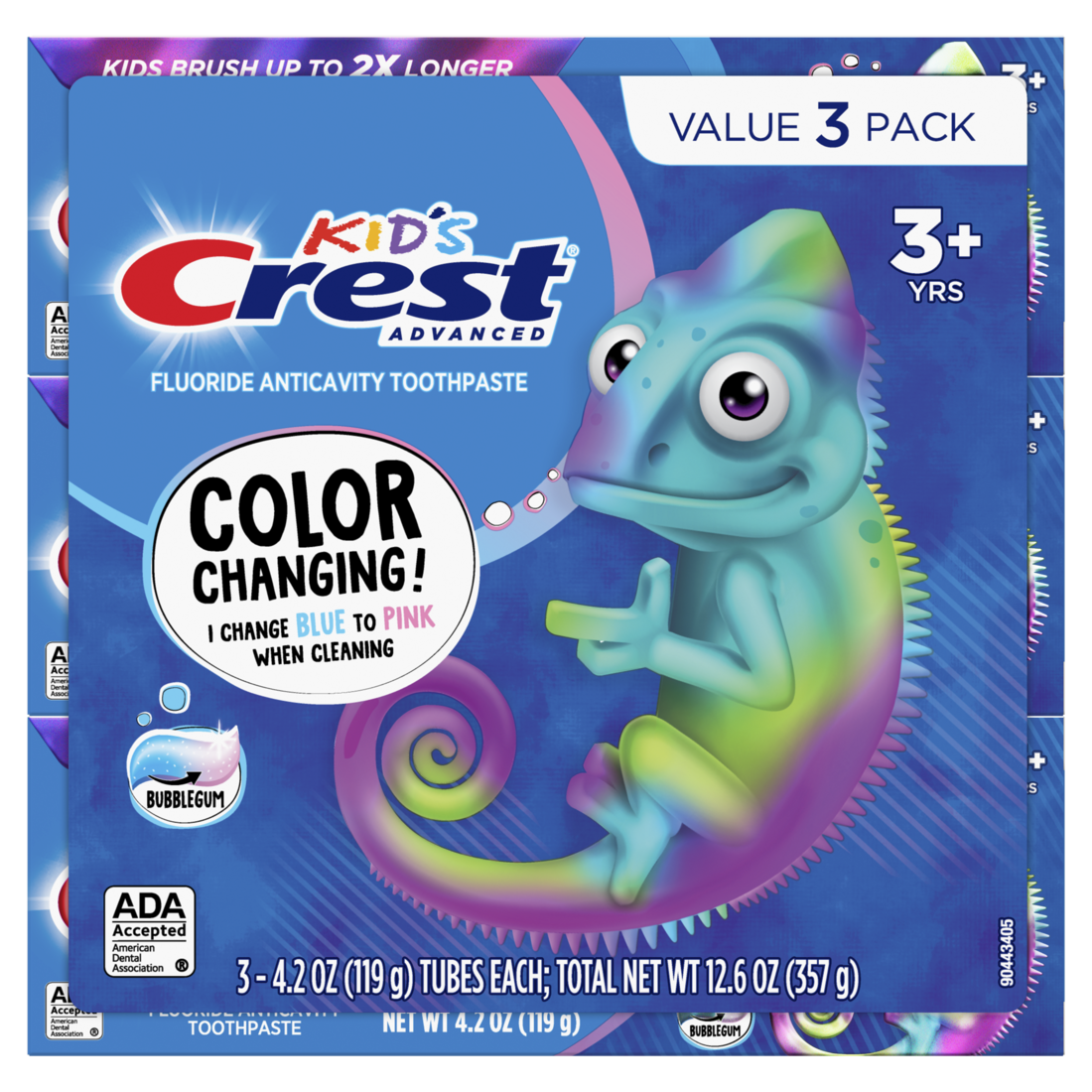Crest Advanced Kid's Fluoride Toothpaste Bubblegum Flavor - (3x4.2)oz/8pk