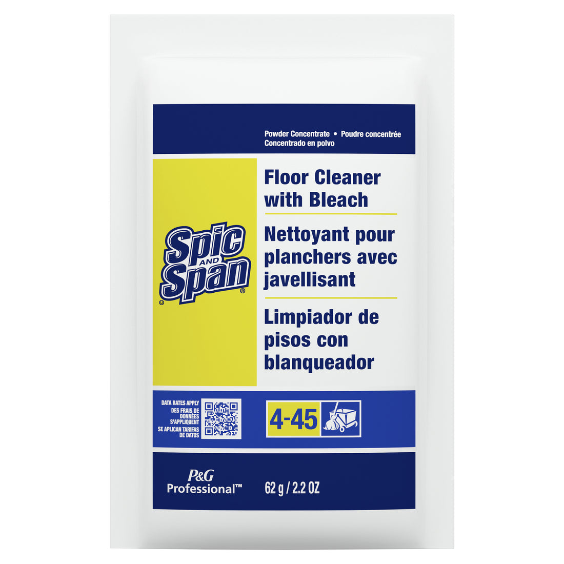 Spic And Span Professional Bulk Floor And Multi-Surface Concentrate Cleaner With Bleach For Commercial Use 1 Packet Makes 2.5-3 Gallons - 2.2oz/45pk
