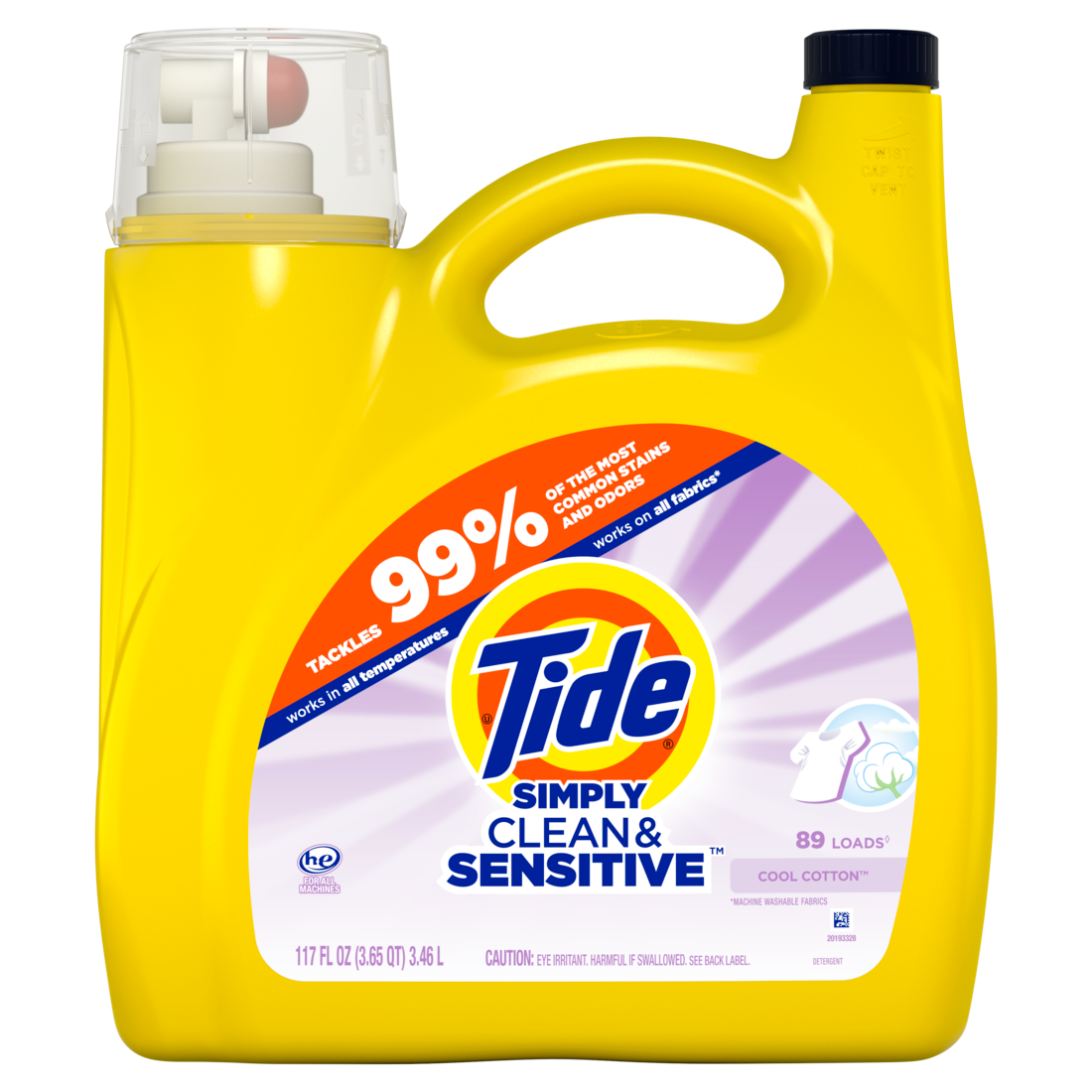 Tide Simply Clean & Sensitive Liquid Laundry Detergent Cool Cotton Scent 89 Loads - 117oz/4pk