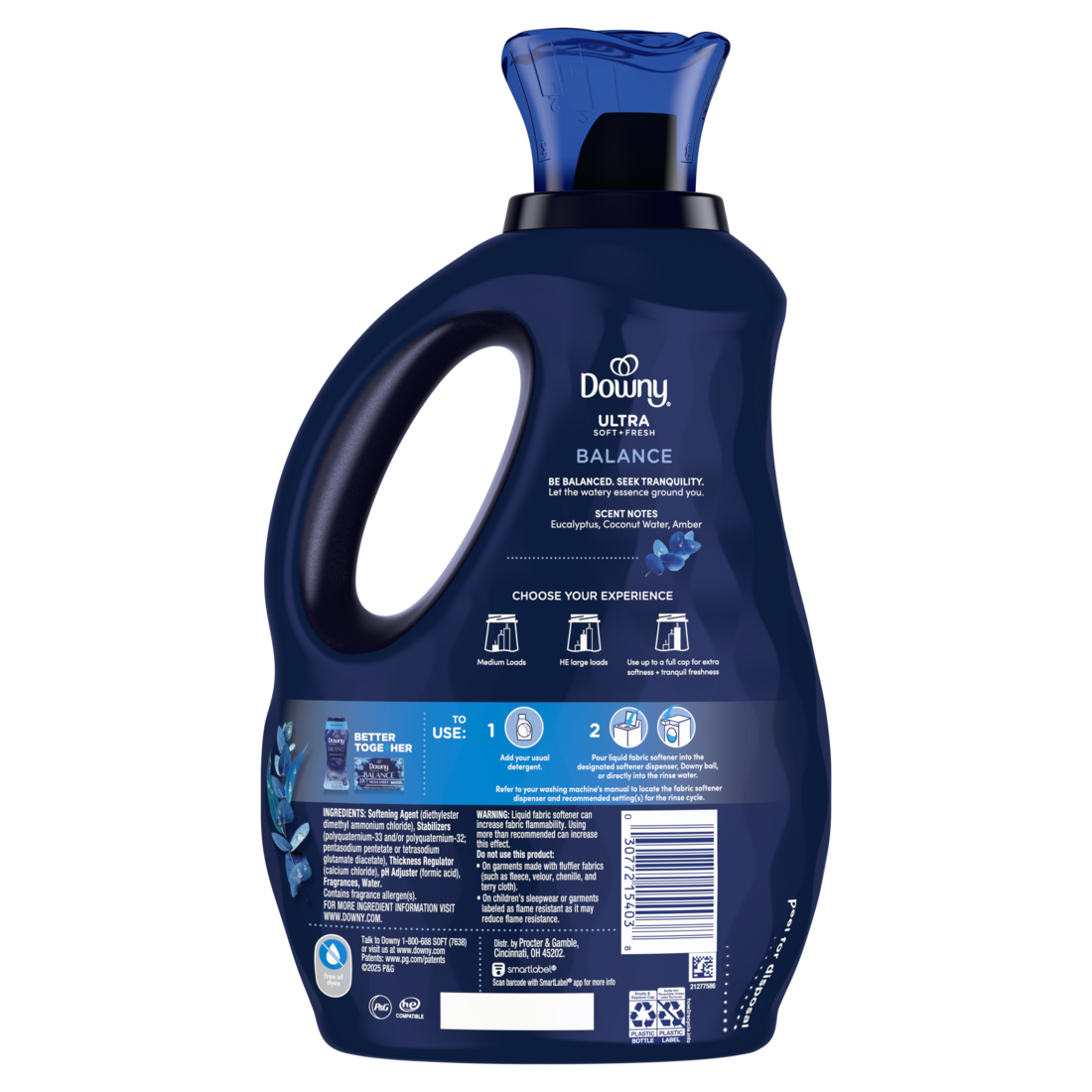 Downy Ultra Soft Plus Fresh Fabric Softener Liquid Balance Crisp Rain & Blue Eucalyptus 83 Loads Downy Fabric Softener Laundry Softener - 56oz/4pk