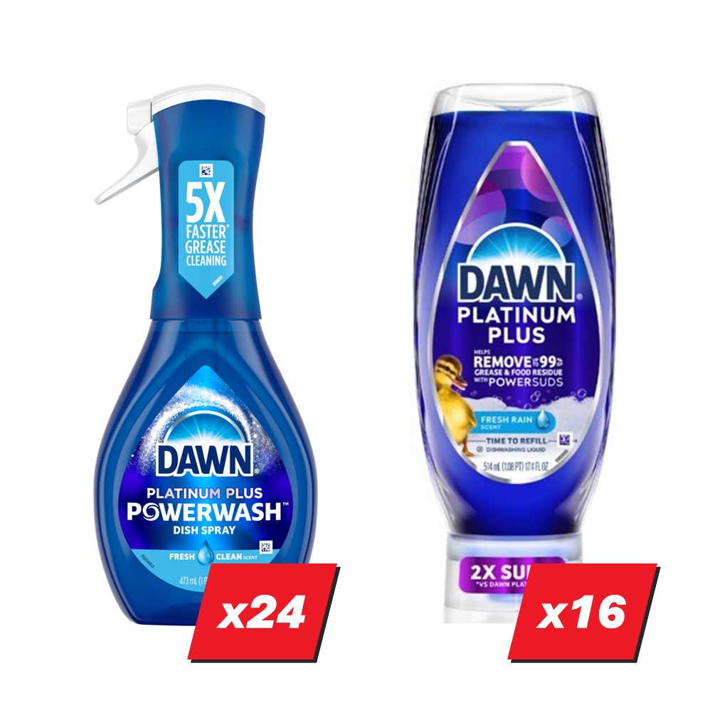 Dawn Dish Spray & PowerSuds Display (24x16oz Spray Fresh; 16x17.4oz PowerSuds EZ-Squeeze Fresh) - (16-17.4)oz/40pk