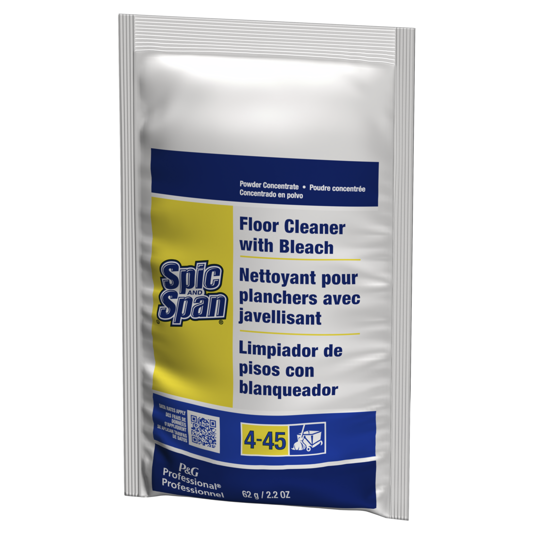 Spic And Span Professional Bulk Floor And Multi-Surface Concentrate Cleaner With Bleach For Commercial Use 1 Packet Makes 2.5-3 Gallons - 2.2oz/45pk