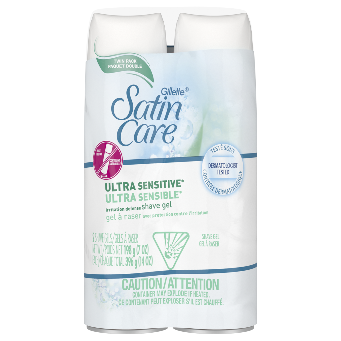 Gillette Venus Satin Care Ultra Sensitive Skin Shave Gel Shaving Cream For Women Fragrance Free Twin Pack - (2x7.0)oz/3pk