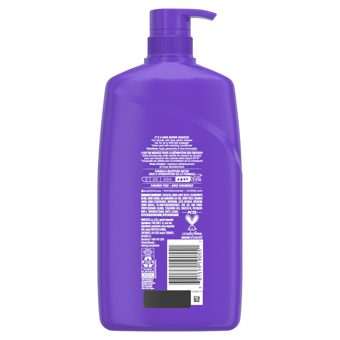 Aussie Miracle Repairer Shampoo With Aloe For All Hair Types Paraben Free - 26.2oz/4pk