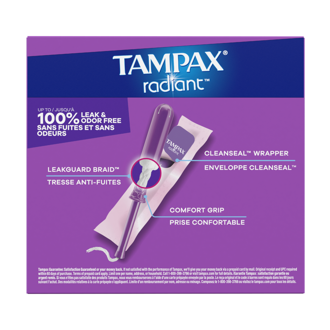 Tampax Radiant Tampons Multipack With Leakguard Braid Light/Regular Absorbency Unscented - 26ct/6pk