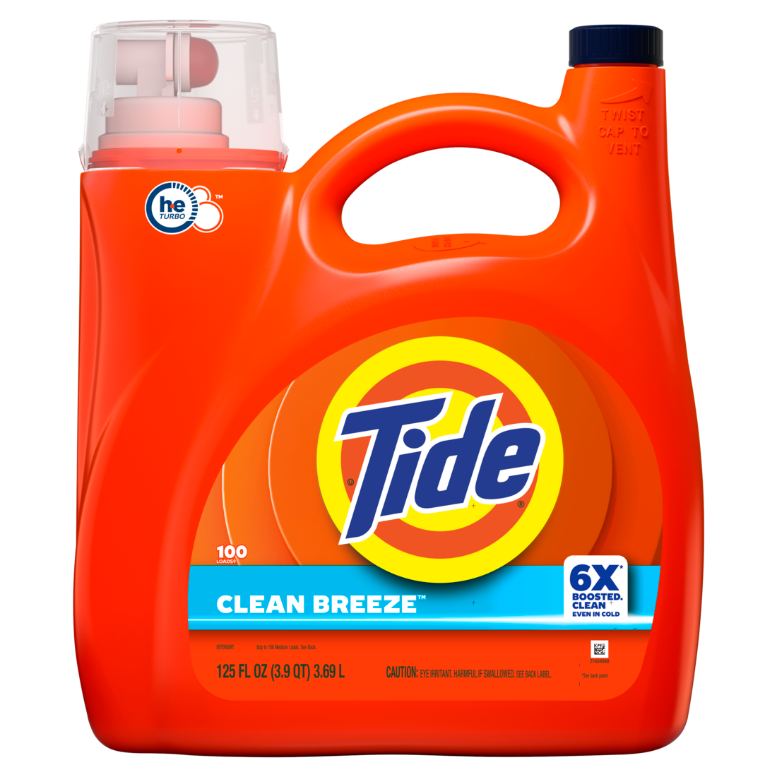 Tide Liquid Laundry Detergent Clean Breeze Scent 100 Loads Boosted Clean Even In Cold Water Laundry Soap Concentrated Liquid Detergent - 125oz/4pk