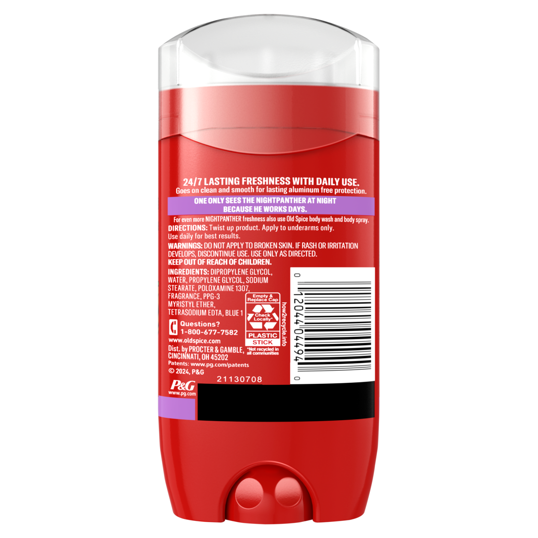 Old Spice Aluminum Free Deodorant For Men 24/7 Freshness Long Lasting Odor Protection Legendary Fragrance Nightpanther Rich Warm Scent - 3oz/12pk