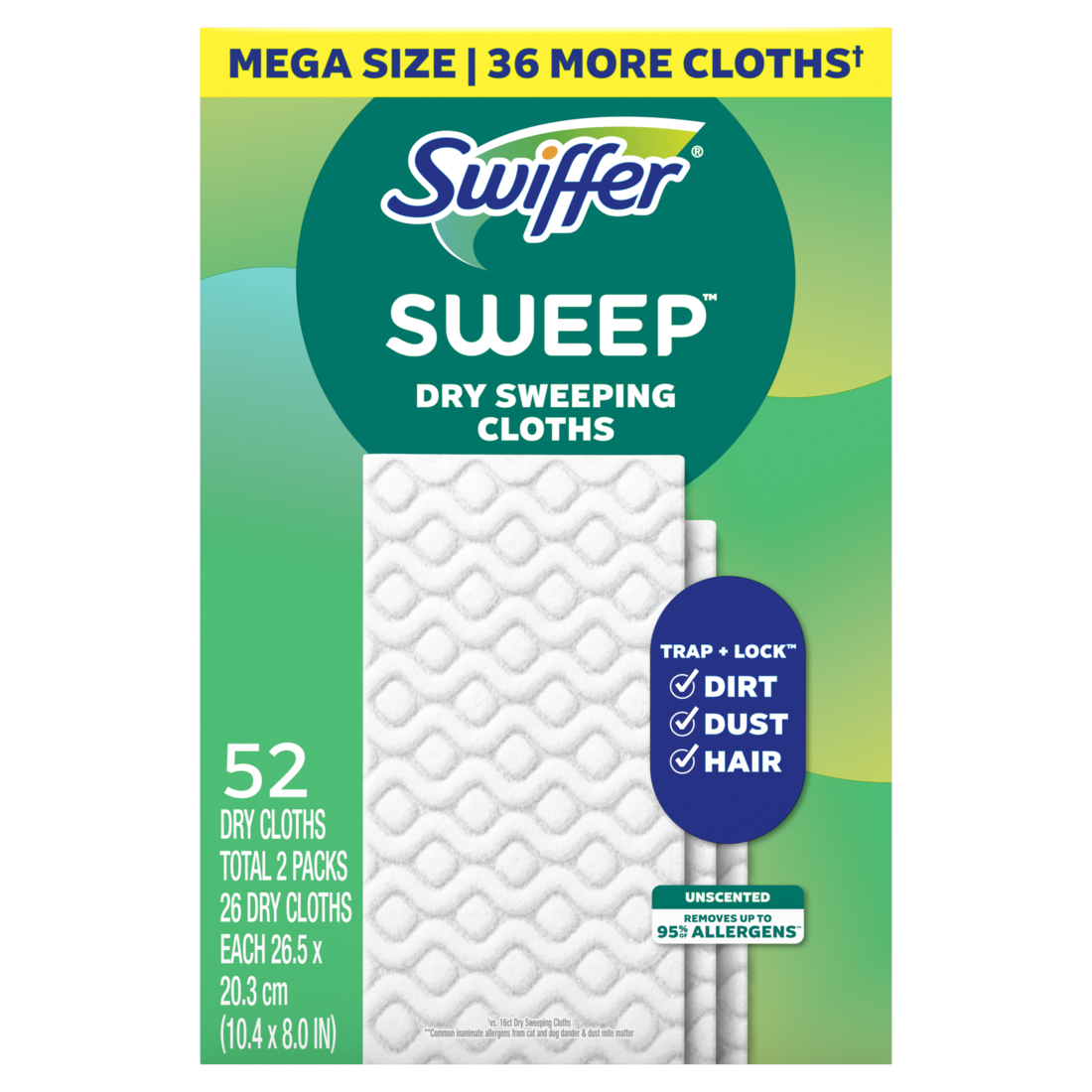 Swiffer Sweep + Mop Dry Pads Refill Floor Cleaner Cleaning Cloths Unscented 52Ct - 52ct/3pk