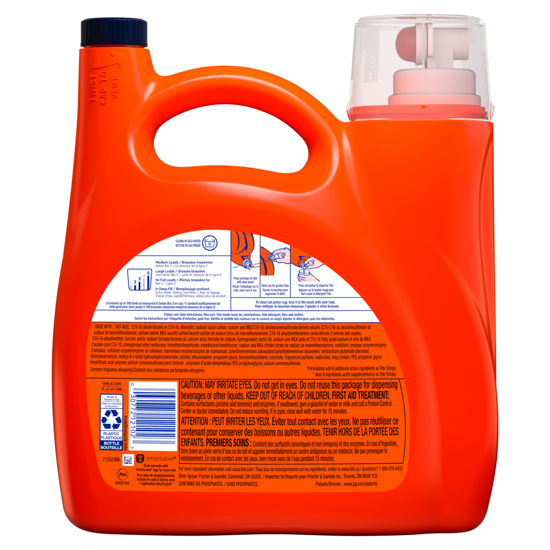 Tide Liquid Laundry Detergent Clean Breeze Scent 100 Loads Boosted Clean Even In Cold Water Laundry Soap Concentrated Liquid Detergent - 125oz/4pk