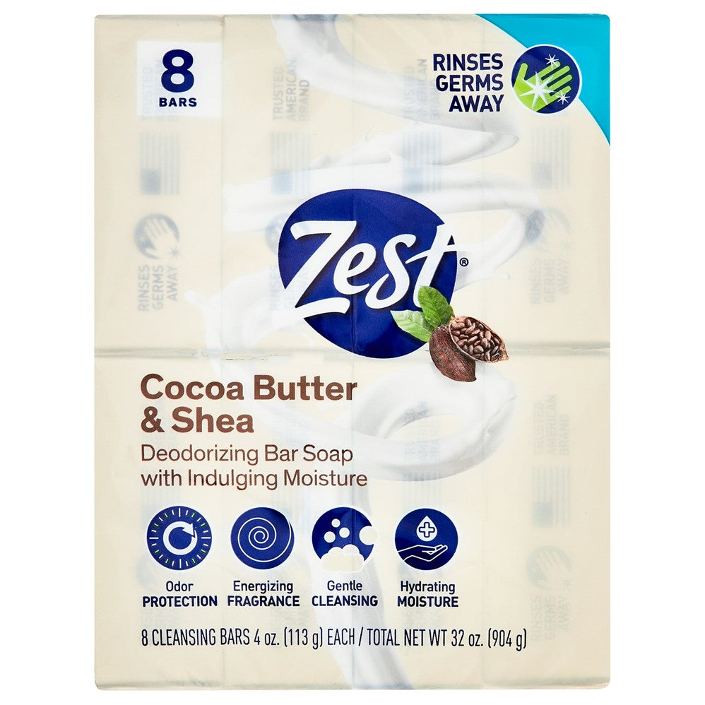 Zest Bath Bar - Indulgence Cocoa Butter & Shea - (8x4.0)oz/6pk