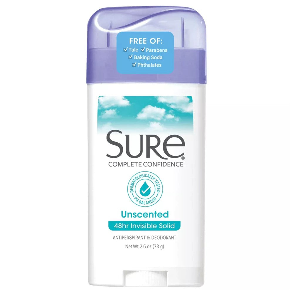 Sure Unscented Invisible Solid Antiperspirant & Deodorant - 2.6oz/12pk