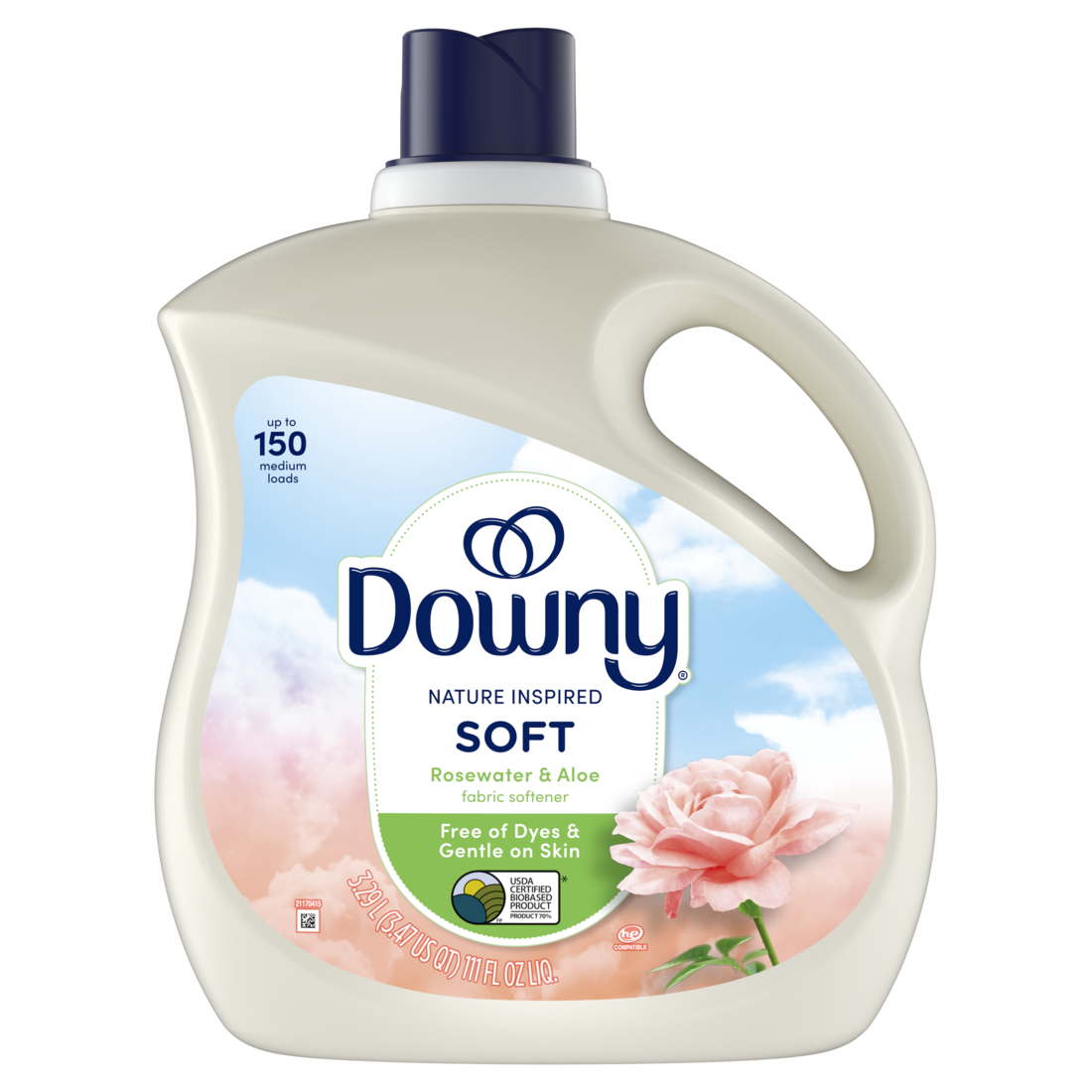 Downy Nature Inspired Soft Fabric Softener Liquid Rosewater And Aloe Scent 150 Loads Laundry Softener - 111oz/4pk