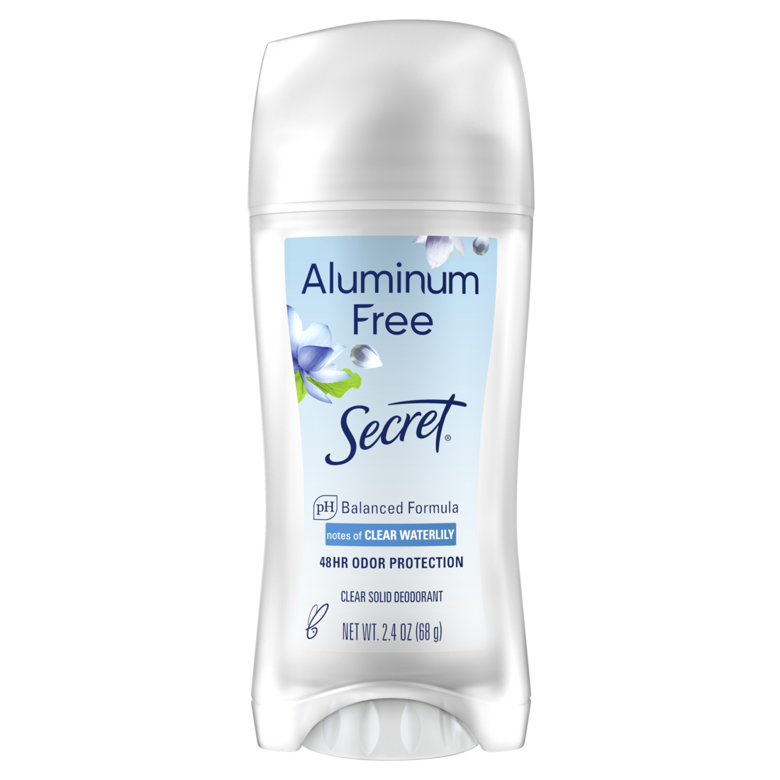 Secret Aluminum Free Deodorant For Women Clear Solid Waterlily - 2.4oz/12pk