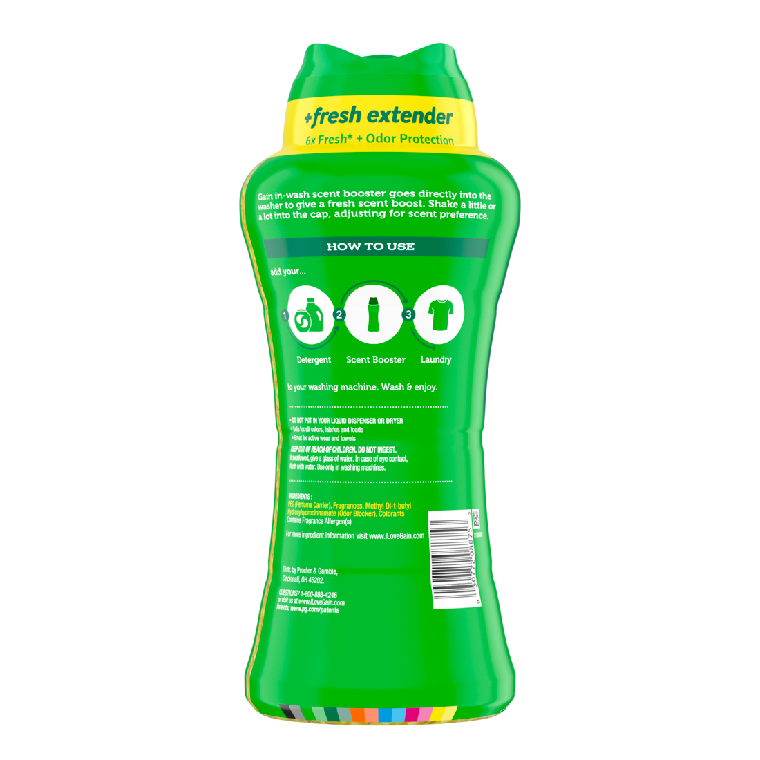Gain In-Wash Laundry Scent Booster Original Scent Fresh Extender + Odor Protection - 24oz/4pk