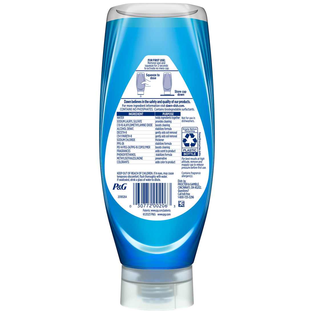 Dawn Ultra Ez-Squeeze Dish Soap Liquid Dishwashing Liquid Grease Removal Original - 14.7oz/8pk