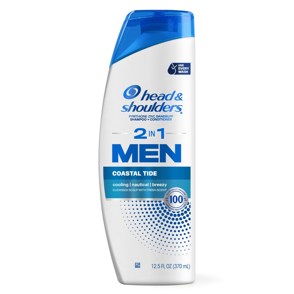 Head And Shoulders Mens 2-in-1 Dandruff Shampoo And Conditioner Anti-Dandruff Treatment Coastal Tide For Daily Use Paraben Free - 12.5oz/6pk