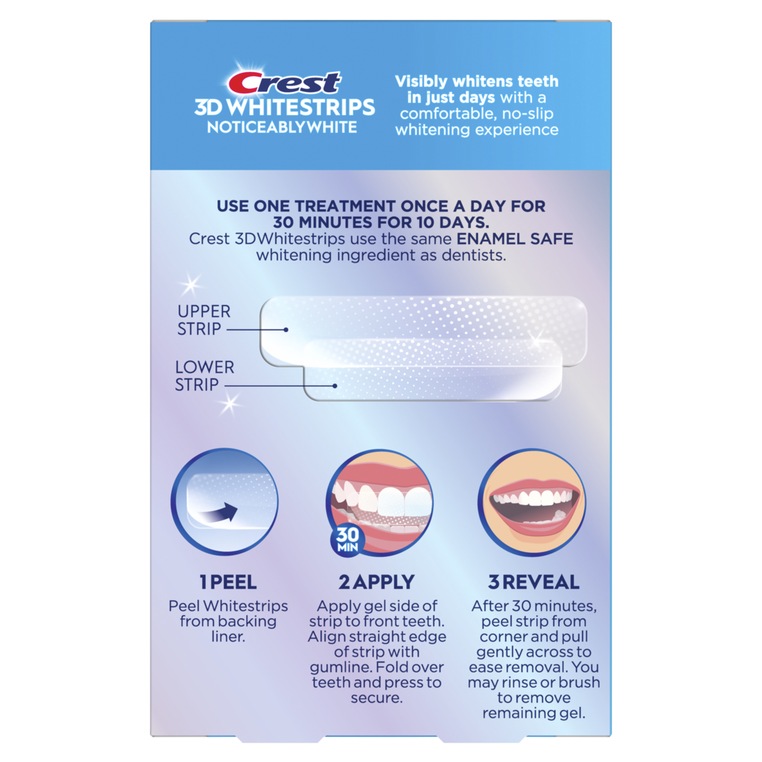 Crest 3DWhitestrips Noticeably White At-Home Teeth Whitening Kit 10 Treatments - 10ct/8pk