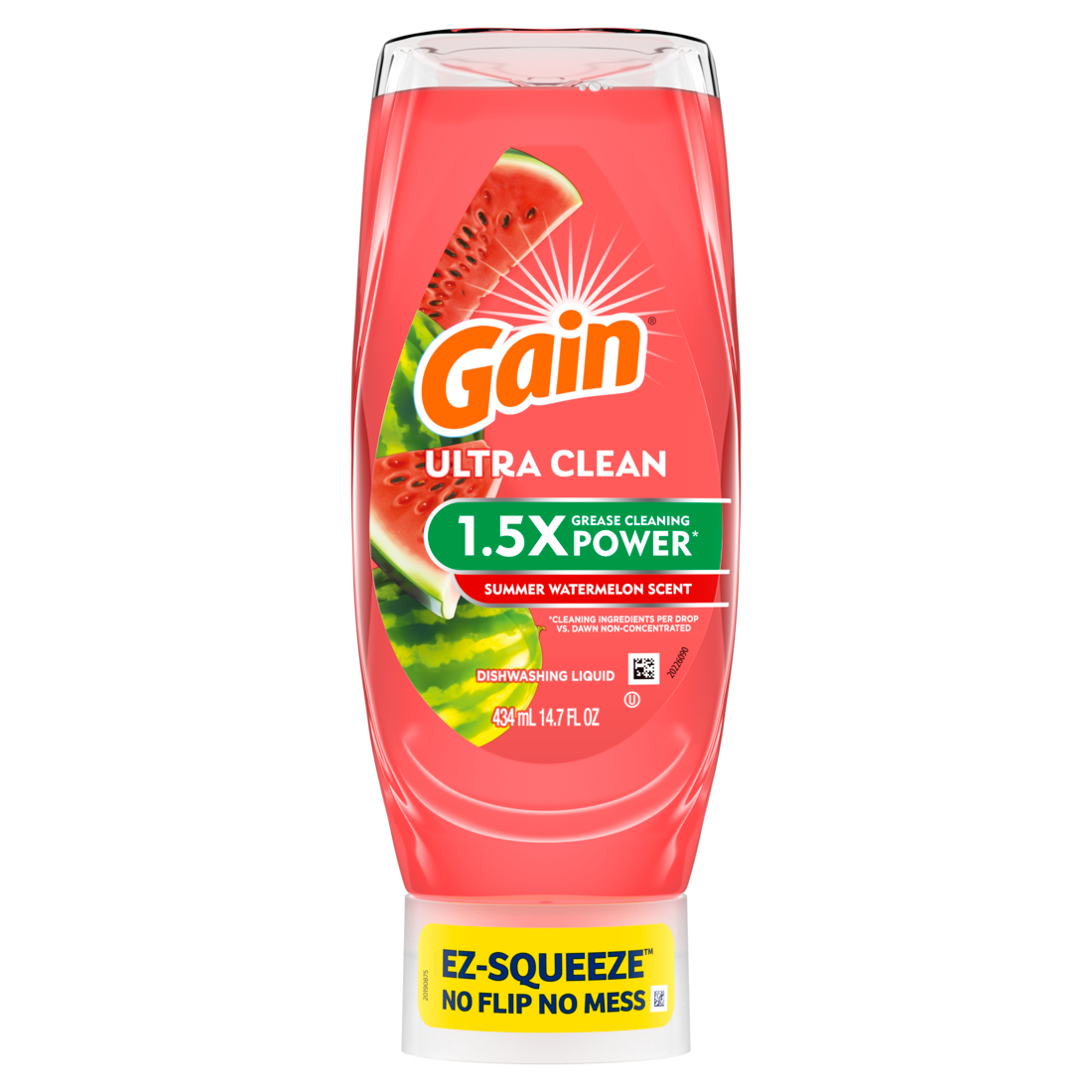 Gain Ultra Ez-Squeeze Dish Soap Dishwashing Liquid Grease Removal Summer Watermelon - 14.7oz/8pk