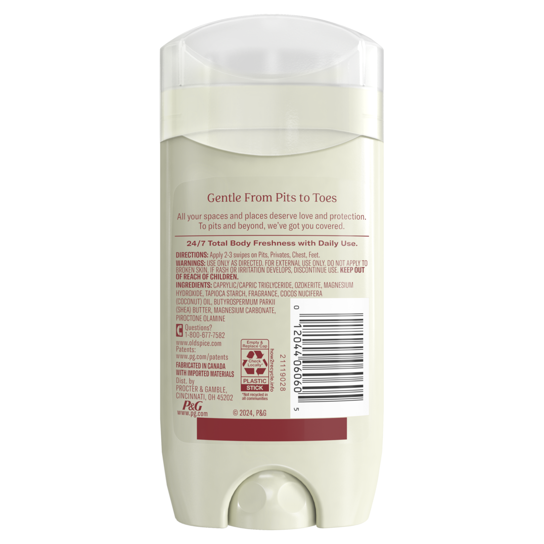 Old Spice Whole Body Deodorant Stick Aluminum Free Total Body Deodorant Fiji Scent 24/7 Freshness From Pits To Toes And Down Below Dermatologist Tested - 3oz/12pk