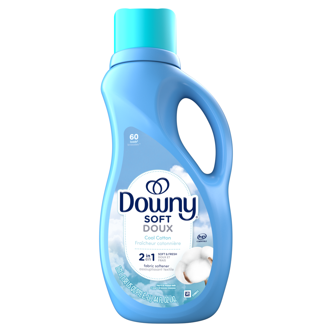 Downy Soft 2-in-1 Soft And Fresh Liquid Fabric Softener Cool Cotton 60 Loads Fabric Conditioner Liquid Provides Softness And Freshness For Fabrics - 44oz/6pk