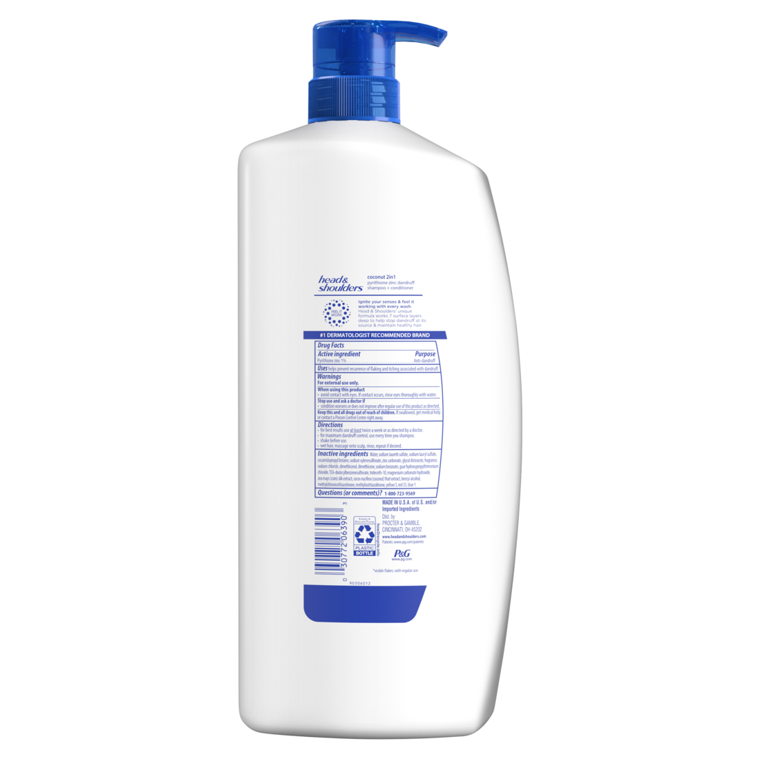 Head And Shoulders 2-in-1 Dandruff Shampoo And Conditioner Anti-Dandruff Treatment Coconut For Daily Use Paraben Free - 28.2oz/4pk