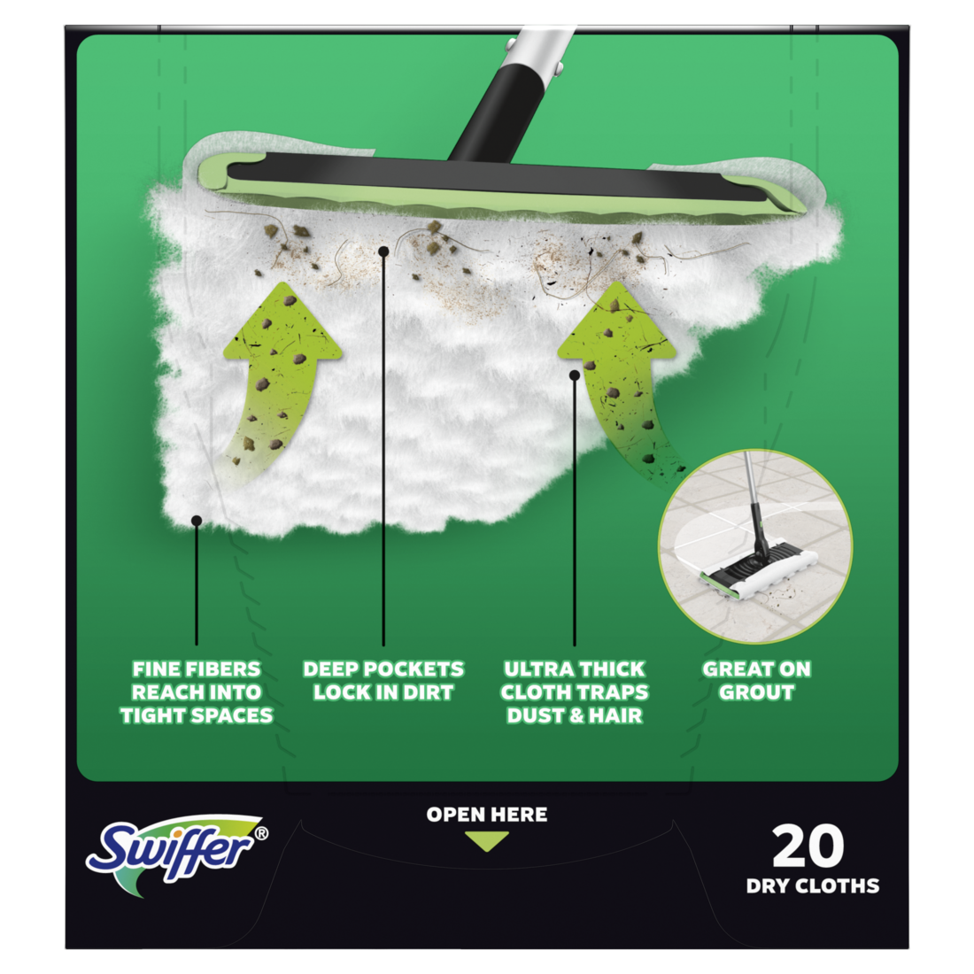 Swiffer Sweeper Heavy Duty Dry Multi-Surface Cloth Refills For Floor Sweeping And Cleaning Unscented - 20ct/4pk