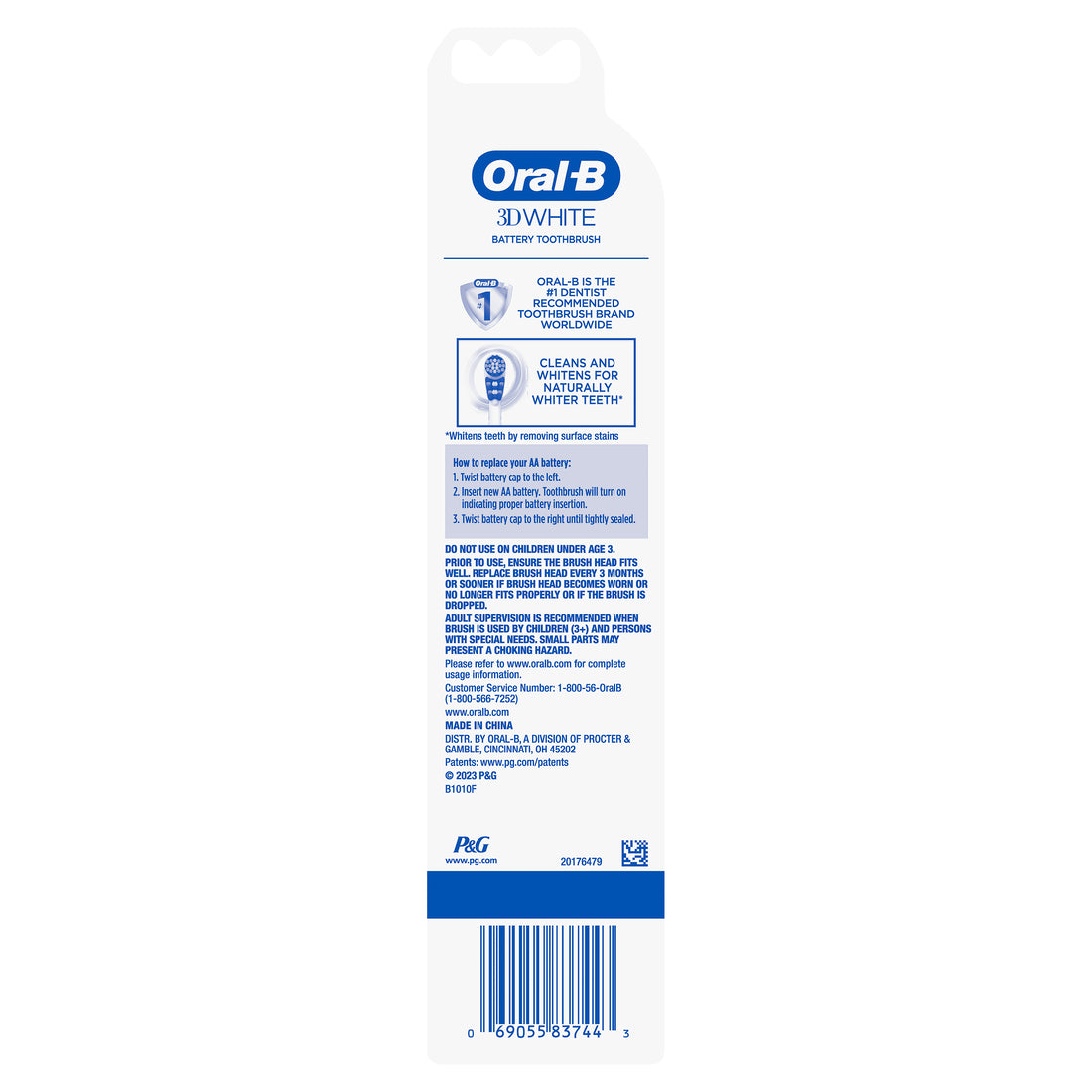 Oral-B 3D White Battery Power Electric Toothbrush (Colors May Vary) - 1ct/48pk
