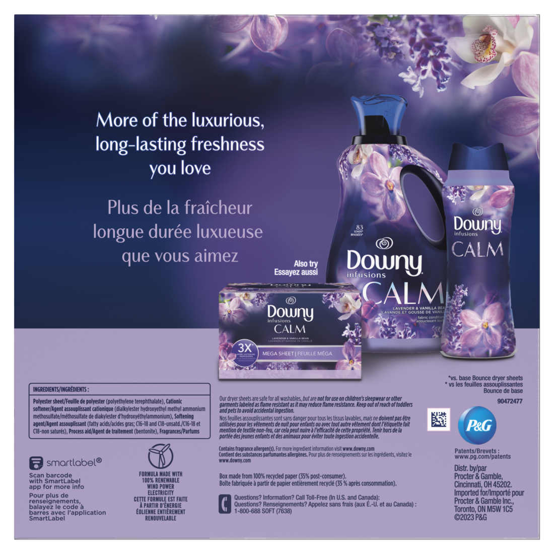 Downy Calm Mega Dryer Sheets Laundry Fabric Softener Lavender And Vanilla Bean - 130ct/3pk