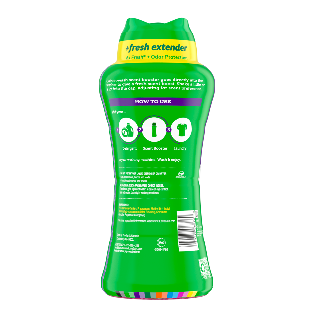 Gain In-Wash Laundry Scent Booster Moonlight Breeze Scent Fresh Extender + Odor Protection - 24oz/4pk