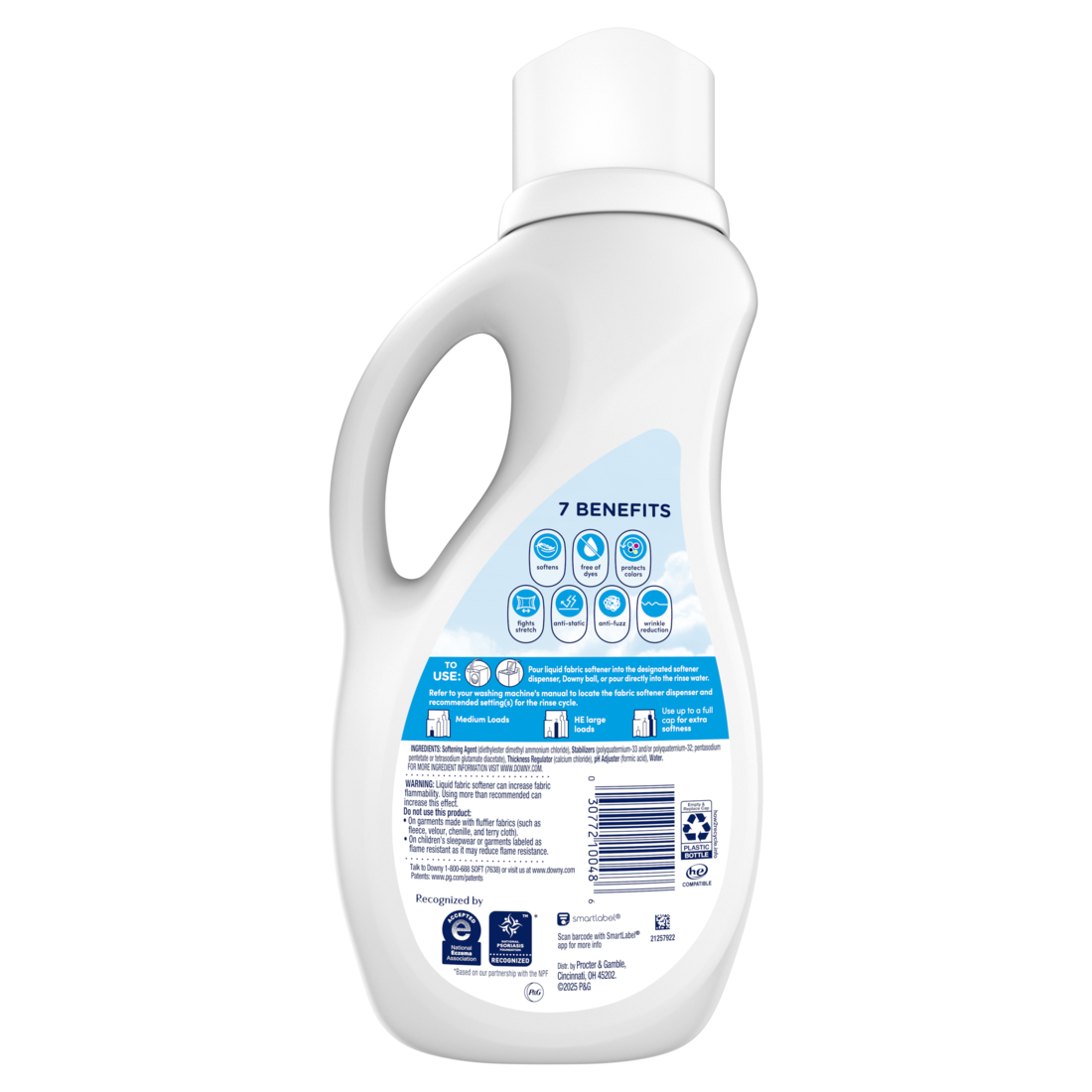 Downy Free & Gentle Liquid Fabric Softener 60 Loads Hypoallergenic Sensitive Skin Friendly Fabric Conditioner Liquid - 44oz/6pk