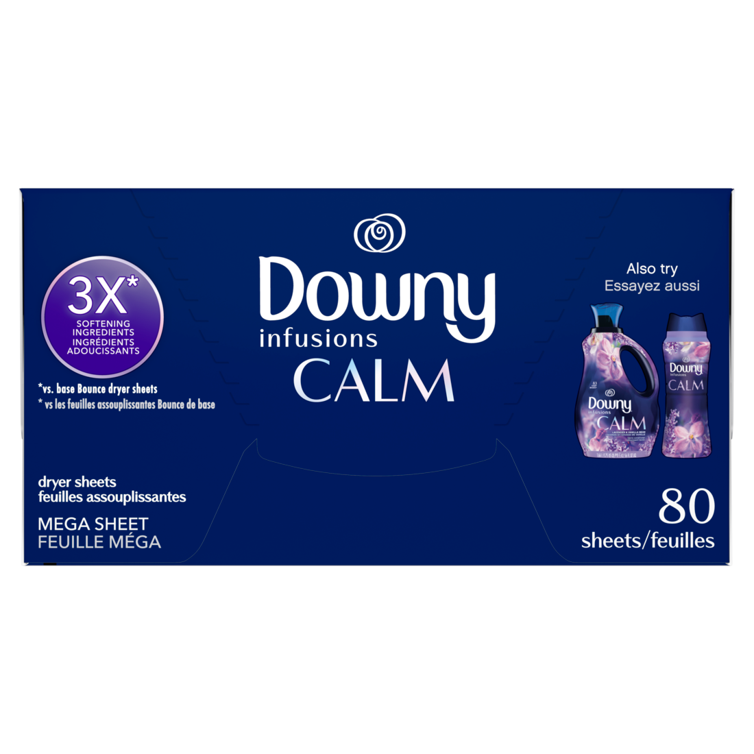 Downy Calm Mega Dryer Sheets Laundry Fabric Softener Lavender And Vanilla Bean - 80ct/4pk