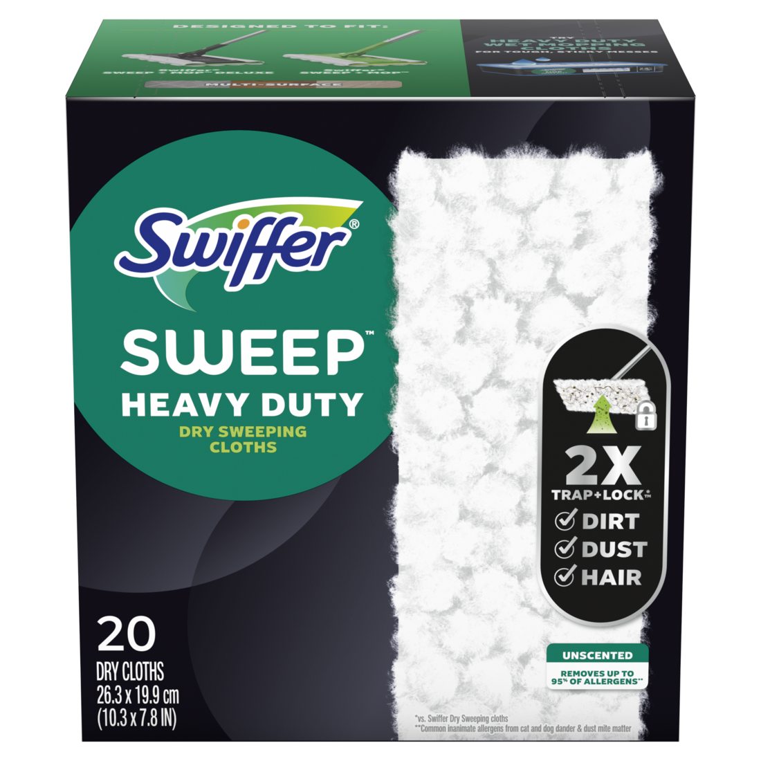 Swiffer Sweeper Heavy Duty Dry Multi-Surface Cloth Refills For Floor Sweeping And Cleaning Unscented - 20ct/4pk