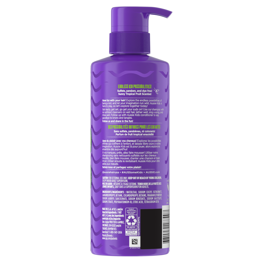 Aussie Kids Moist Sulfate Free Shampoo Dye Free & Paraben Free Shampoo For Kids Kids Shampoo For Curly Hair - 16oz/4pk
