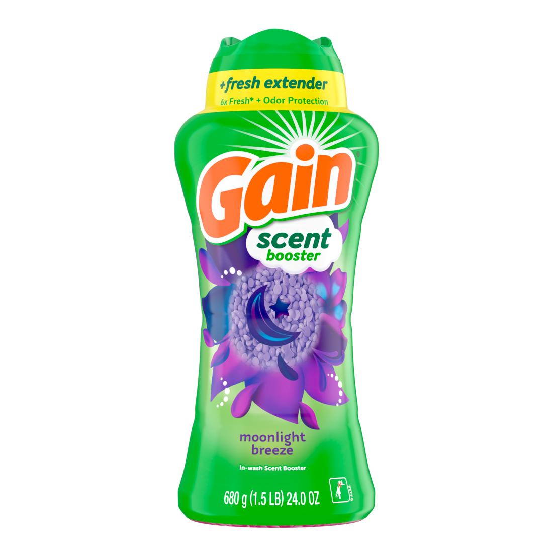 Gain In-Wash Laundry Scent Booster Moonlight Breeze Scent Fresh Extender + Odor Protection - 24oz/4pk