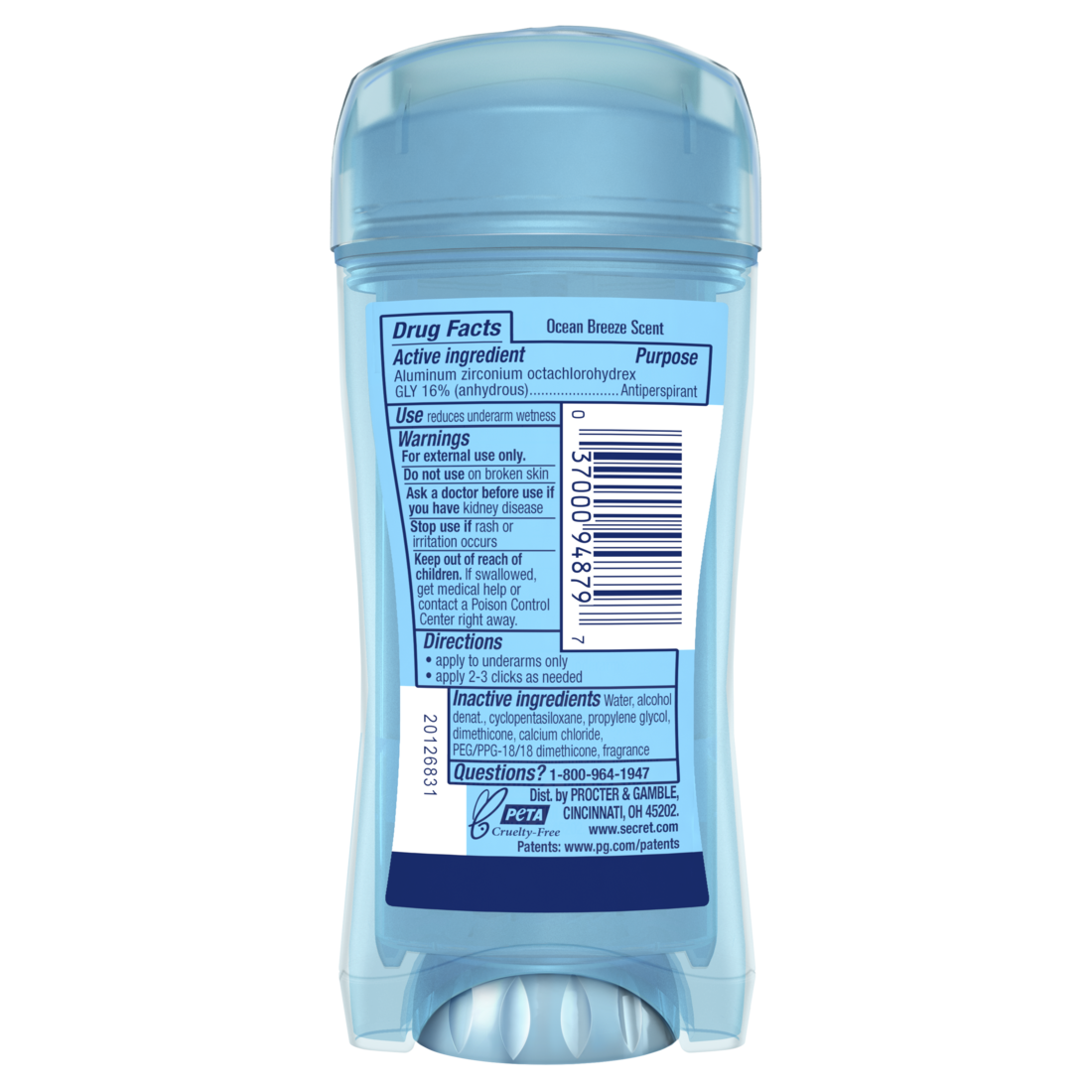 Secret Fresh Clear Gel Antiperspirant And Deodorant For Women Oceanside - 2.6oz/12pk