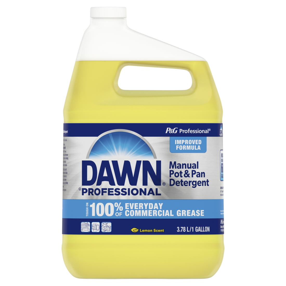 Dawn Professional Manual Pot And Pan Detergent Dish Soap Lemon Scent Liquid Concentrate 1 Gallon - 128oz/4pk