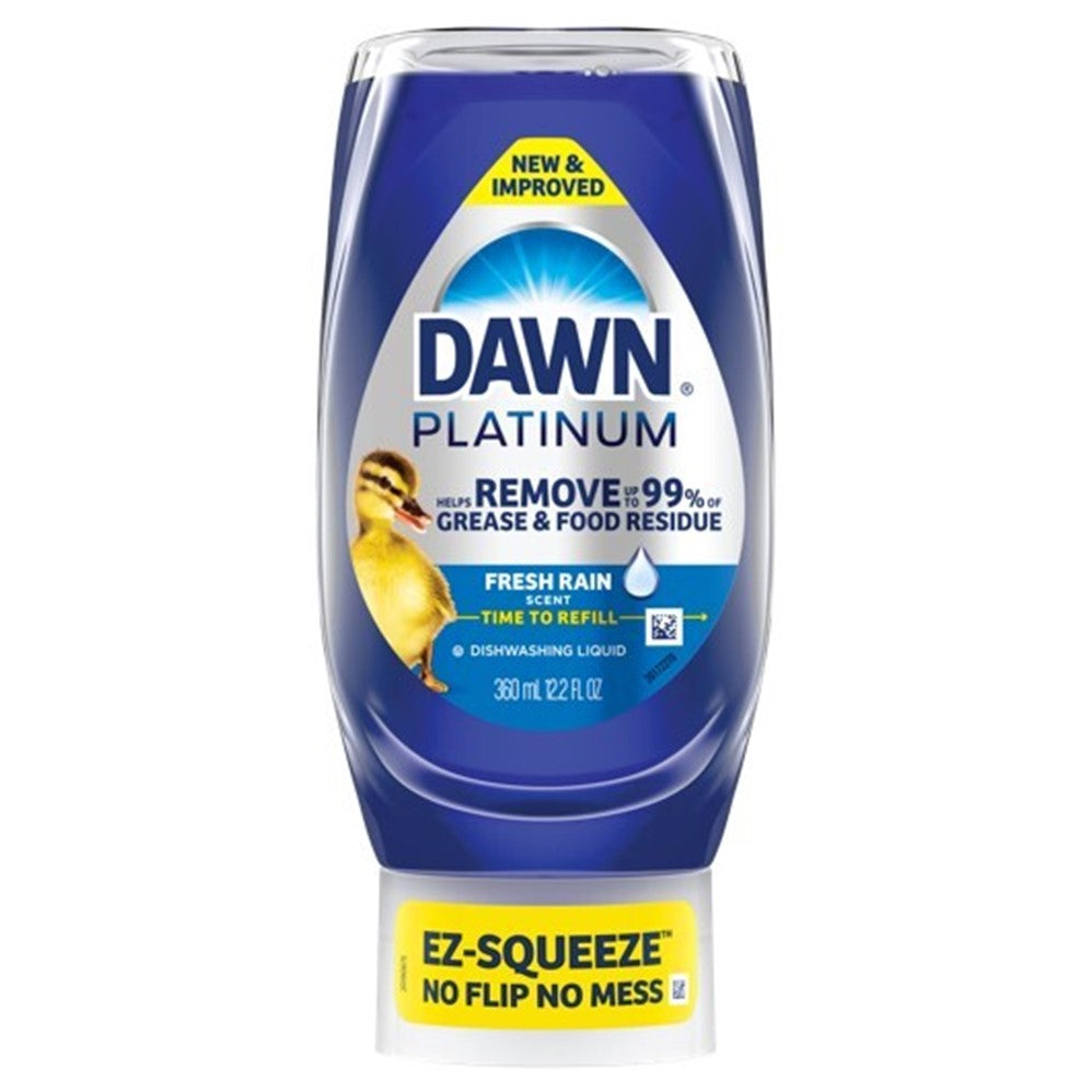 Dawn Platinum Ez-Squeeze Dish Soap Liquid Dishwashing Liquid Grease Removal Fresh Rain - 12.2oz/8pk