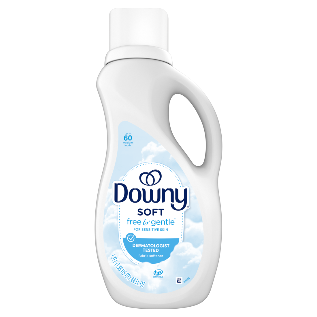 Downy Free & Gentle Liquid Fabric Softener 60 Loads Hypoallergenic Sensitive Skin Friendly Fabric Conditioner Liquid - 44oz/6pk